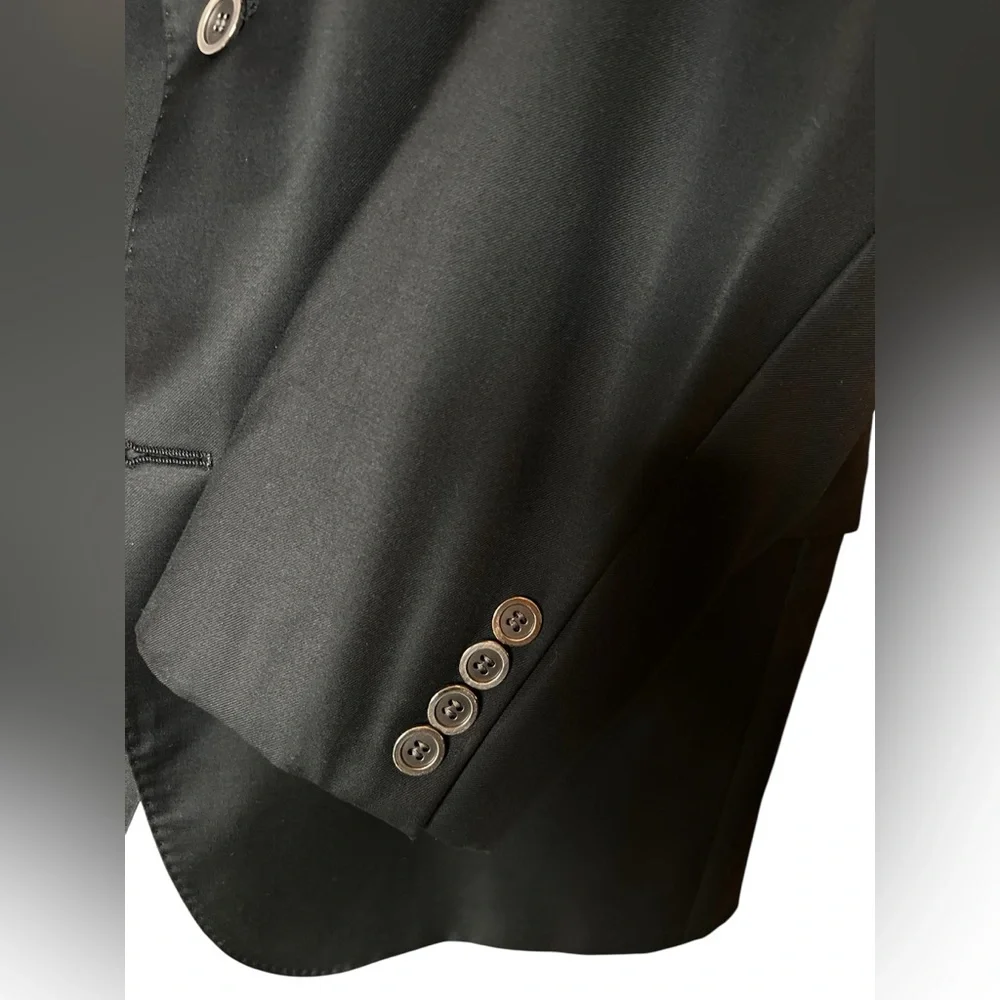 Jack Victor E Thomas Bespoke 45R Black Wool/Cashmere 2 Button Suit Jacket